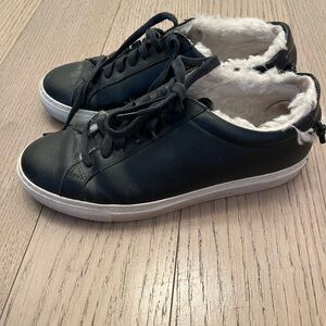 Givenchy black leather fur lined sneakers size 38